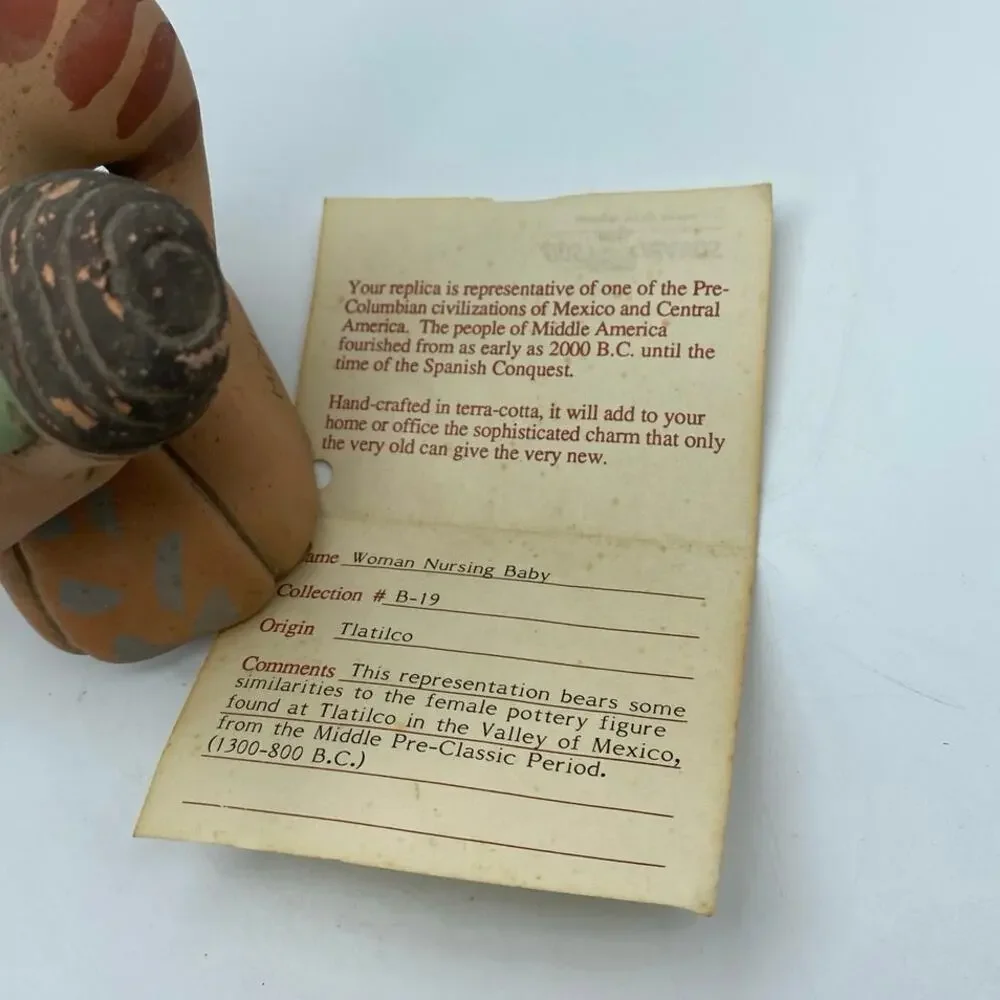 Vtg Pottery Nursing Mother Baby Statue Terracotta Mexico, Dos Manos‎